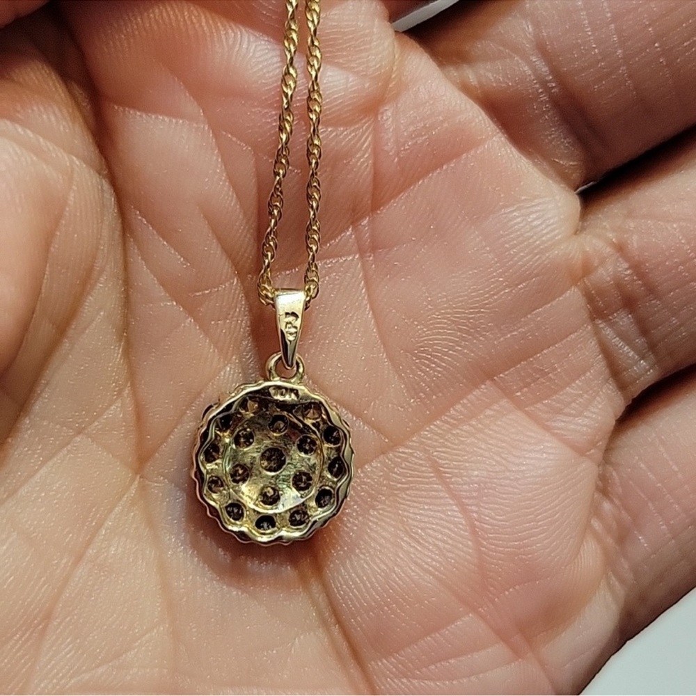 14K Gold Natural Chocolate Diamond Necklace - Picture 7 of 9